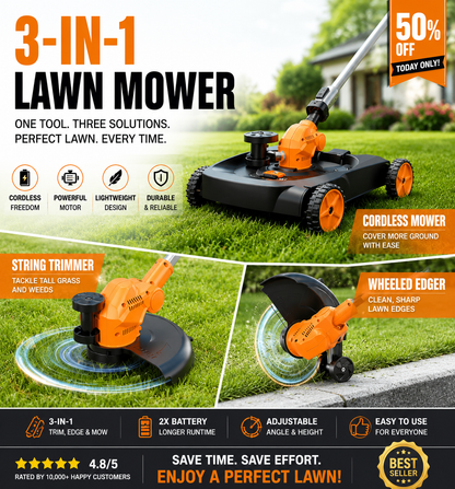 3-in-1 Cordless Grass Trimmer Pro™