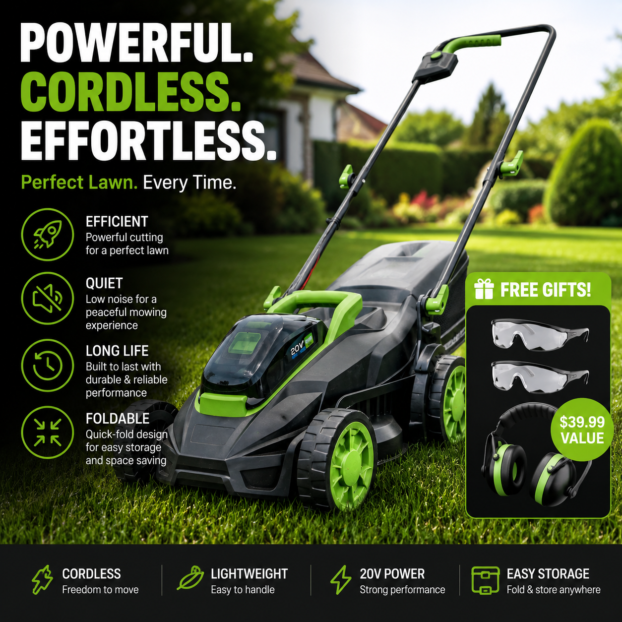 Cordless Lawn Mower 13 Inch