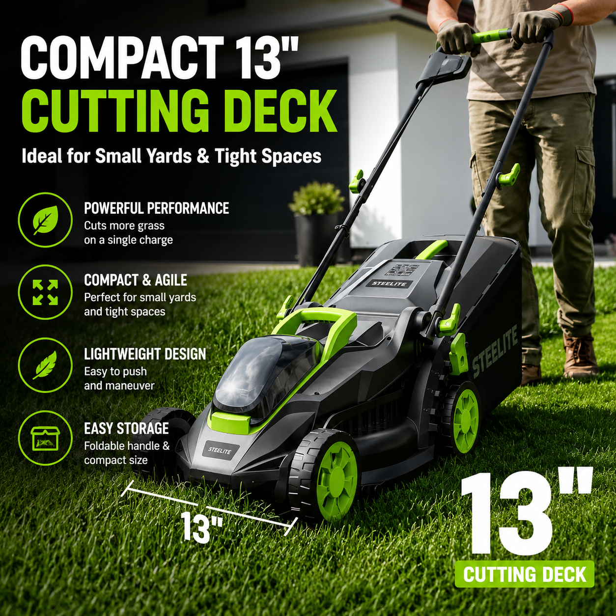 Cordless Lawn Mower 13 Inch